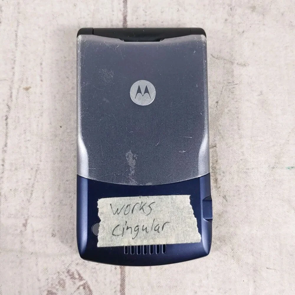 Motorola Razr V3i Flip Cell Phone - CINGULAR Y2K - GSM No Battery MP3 - TESTED
